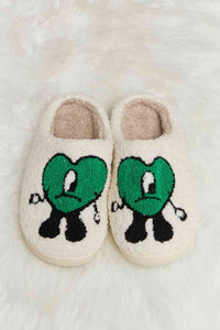 Thumbnail for Melody Love Heart Print Plush Slippers