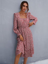 Thumbnail for Ruffled Ditsy Floral Flounce Sleeve Dress