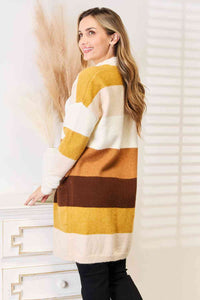 Thumbnail for Woven Right Color Block Dropped Shoulder Cardigan