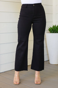 Thumbnail for August High Rise Wide Leg Crop Jeans in Black