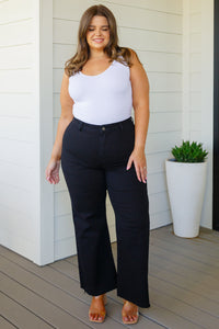 Thumbnail for August High Rise Wide Leg Crop Jeans in Black