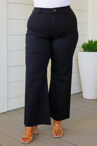 Thumbnail for August High Rise Wide Leg Crop Jeans in Black