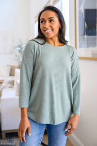 Thumbnail for Austin Waffle Knit Basic Top In Sage