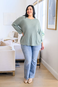 Thumbnail for Austin Waffle Knit Basic Top In Sage