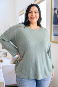 Thumbnail for Austin Waffle Knit Basic Top In Sage