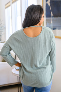 Thumbnail for Austin Waffle Knit Basic Top In Sage