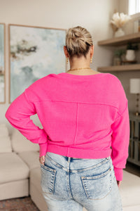 Thumbnail for Back to Life V-Neck Sweater in Pink