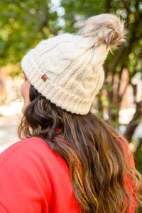 Thumbnail for Cable Knit Cuffed Beanie In Ivory