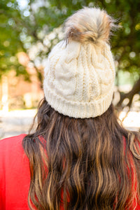 Thumbnail for Cable Knit Cuffed Beanie In Ivory