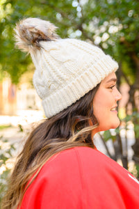 Thumbnail for Cable Knit Cuffed Beanie In Ivory