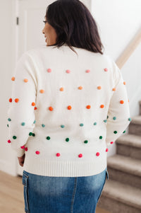 Thumbnail for Candy Buttons Pom Detail Sweater