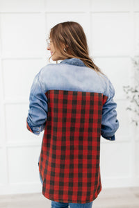 Thumbnail for Checkered Denim Patch Shirt