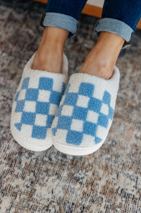 Thumbnail for Checked Out Slippers in Blue