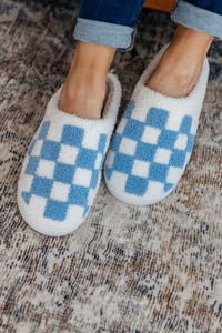 Thumbnail for Checked Out Slippers in Blue