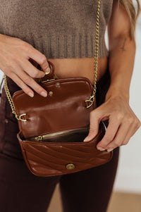 Thumbnail for Classic Beauty Quilted Clutch in Brown