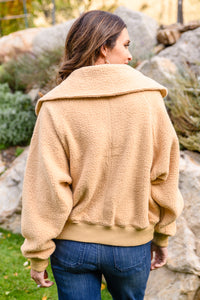 Thumbnail for Don't Stress Oversized Collar Sherpa Jacket In Taupe