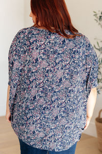 Thumbnail for Essential Blouse in Navy Paisley