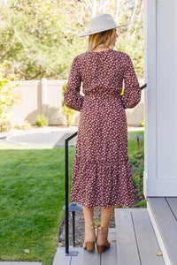 Thumbnail for Flow With The Times Floral Midi Dress In Brown