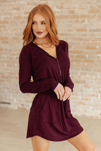 Thumbnail for Getting Out Long Sleeve Hoodie Romper in Maroon