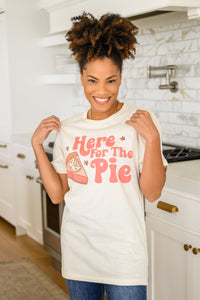 Thumbnail for Here For The Pie Graphic T-Shirt In Cream