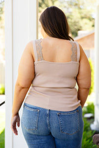 Thumbnail for I Can Love You Better Lace Tank in Taupe