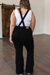 Thumbnail for Imogene Control Top Retro Flare Overalls in Black