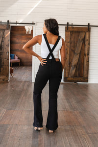 Thumbnail for Imogene Control Top Retro Flare Overalls in Black