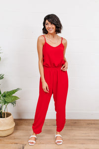 Thumbnail for Livin' The Dream Jumpsuit in Red