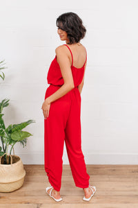 Thumbnail for Livin' The Dream Jumpsuit in Red