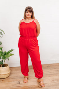 Thumbnail for Livin' The Dream Jumpsuit in Red