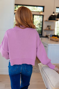 Thumbnail for Mags Side Slit Cropped Sweater in Mauve
