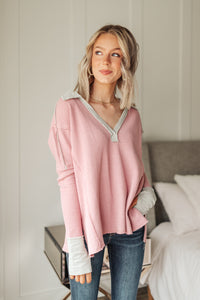 Thumbnail for Mia Waffle Knit Long Sleeve In Pink