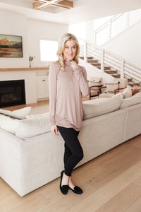 Thumbnail for Nivia Draped Turtle Neck Tunic in Mocha