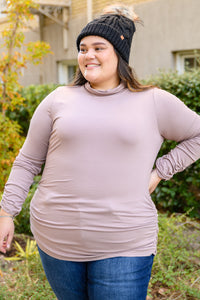 Thumbnail for Nivia Draped Turtle Neck Tunic in Mocha