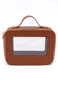 Thumbnail for PU Leather Travel Cosmetic Case in Camel