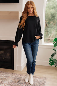 Thumbnail for Peaceful Moments Smocked Sleeve Blouse in Black