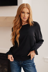 Thumbnail for Peaceful Moments Smocked Sleeve Blouse in Black