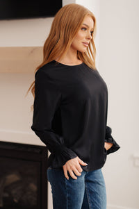 Thumbnail for Peaceful Moments Smocked Sleeve Blouse in Black