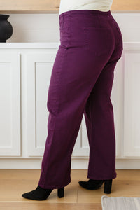 Thumbnail for Petunia High Rise Wide Leg Jeans in Plum