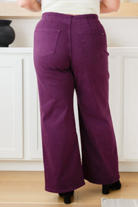 Thumbnail for Petunia High Rise Wide Leg Jeans in Plum