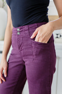 Thumbnail for Petunia High Rise Wide Leg Jeans in Plum