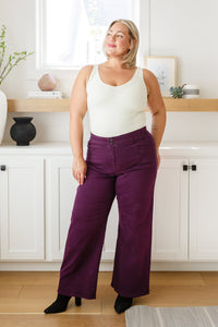 Thumbnail for Petunia High Rise Wide Leg Jeans in Plum