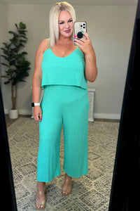 Thumbnail for Ribbed Double Layer Jumpsuit in Mint