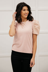 Thumbnail for Rock On Puff Sleeve Top in Blush