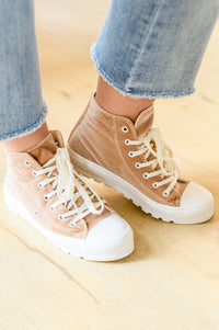 Thumbnail for Run Me Down Velvet High Tops in Tan