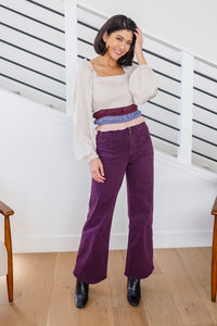 Thumbnail for Petunia High Rise Wide Leg Jeans in Plum