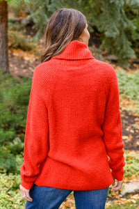 Thumbnail for Steady Pace Roll Neck Sweater In Red