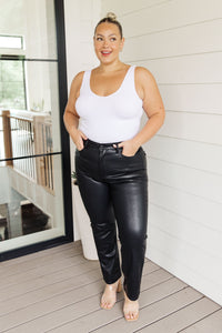 Thumbnail for Tanya Control Top Faux Leather Pants in Black