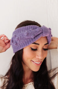 Thumbnail for Pom Knit Head Wrap In Periwinkle