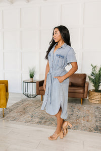 Thumbnail for Wait For It Denim Shirtdress